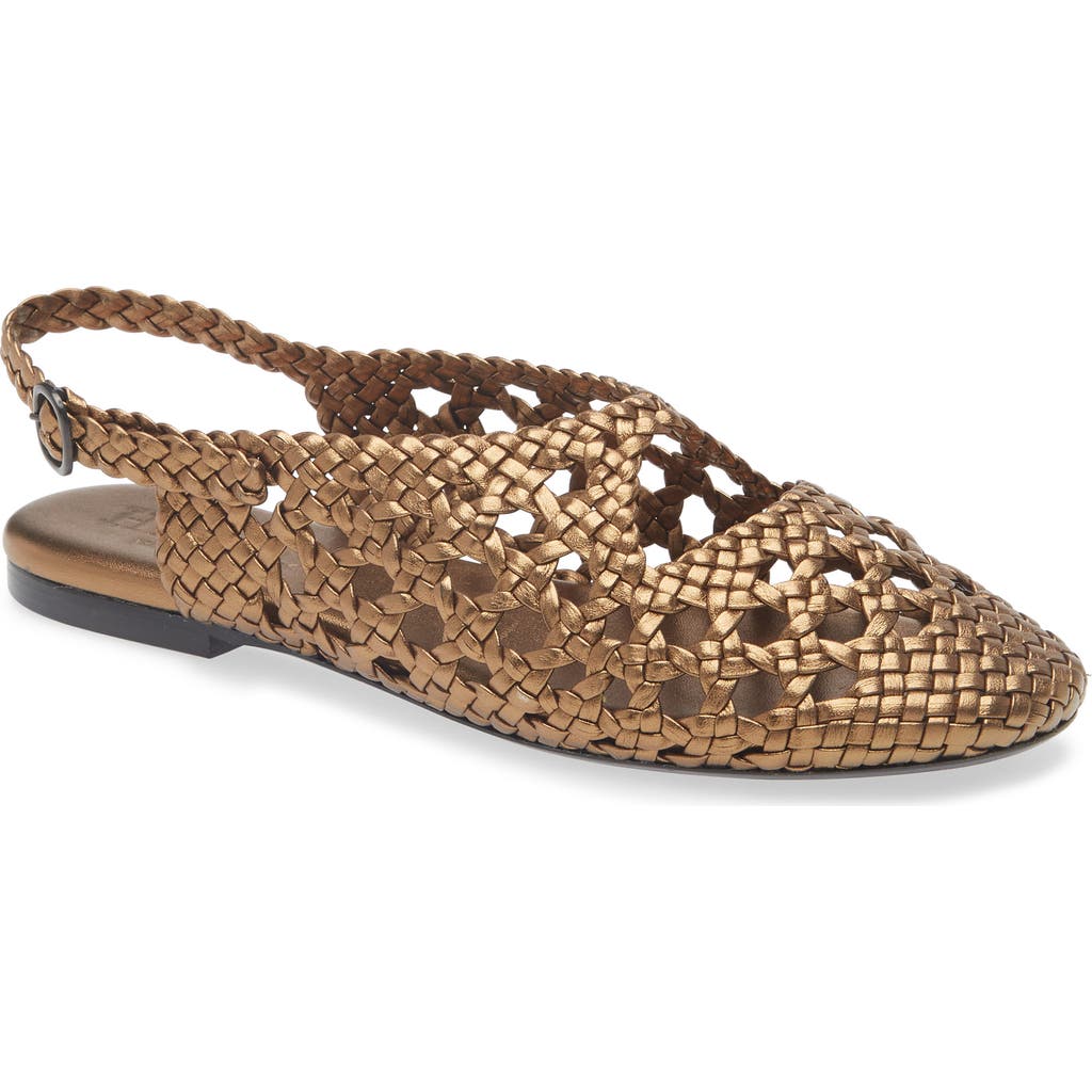 Hereu Empuria Metallic Woven Sandal In Gold