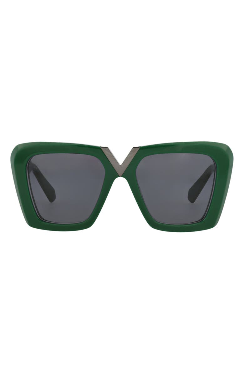 Valentino 53mm Novelty Sqaure Sunglasses, Main, color, Green Green Grey