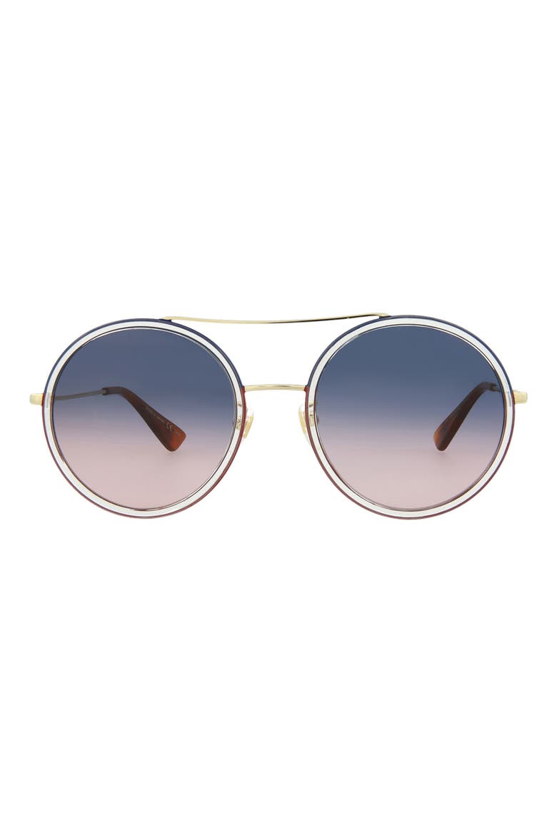 56mm Round Sunglasses, Main, color, GOLD GOLD BLUE