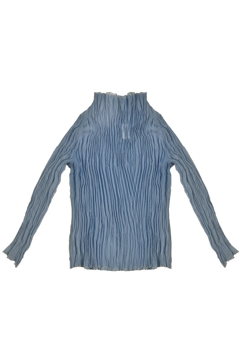 Esme Pleated Funnel Neck Top, Alternate, color, Coppen Blue