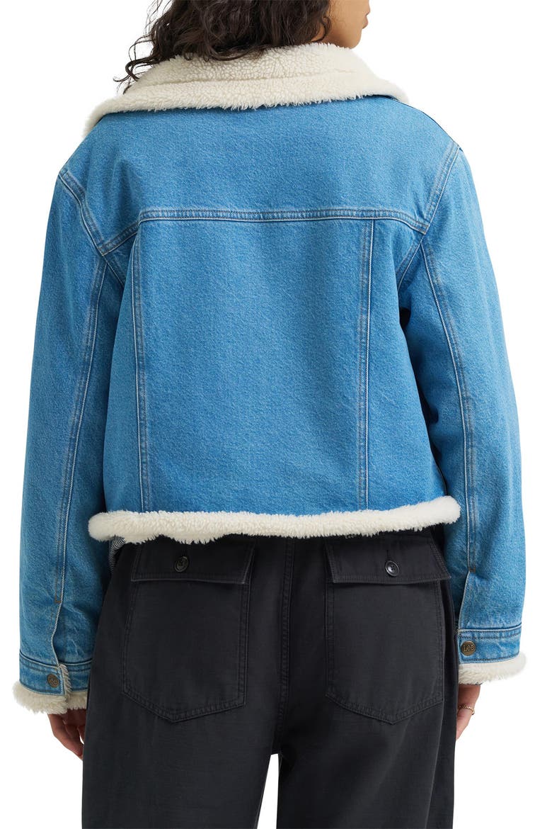Aviator Denim Jacket, Alternate, color, LIGHT PLATEAU