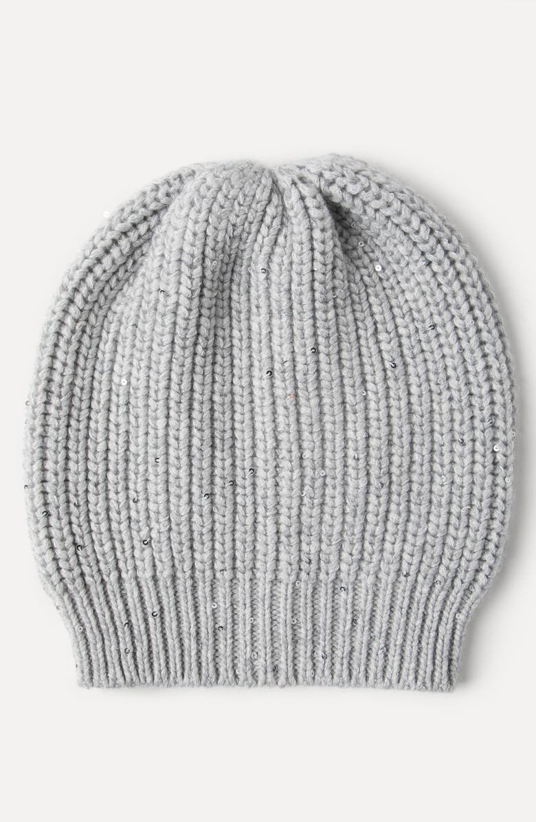 Brunello Cucinelli Cashmere and silk beanie, Alternate, color, Light Grey