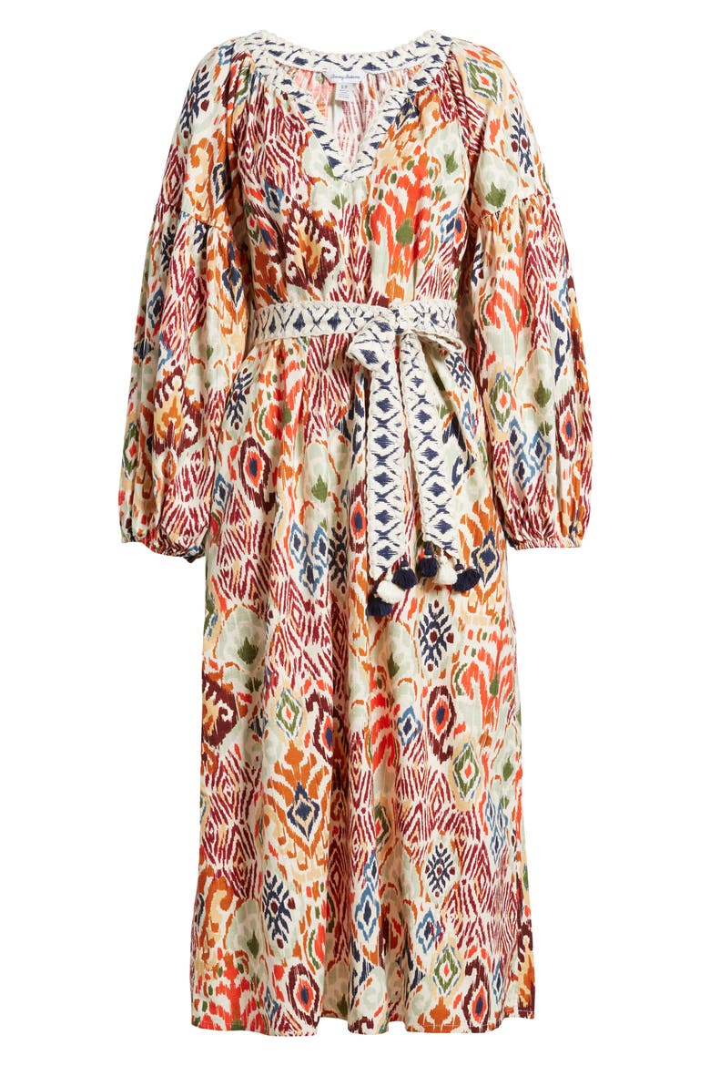 Vista Cove Print Long Sleeve Midi Dress, Main, color, WHITE SAND