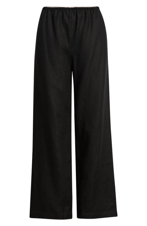 Lilah Lace Trim Linen Pants