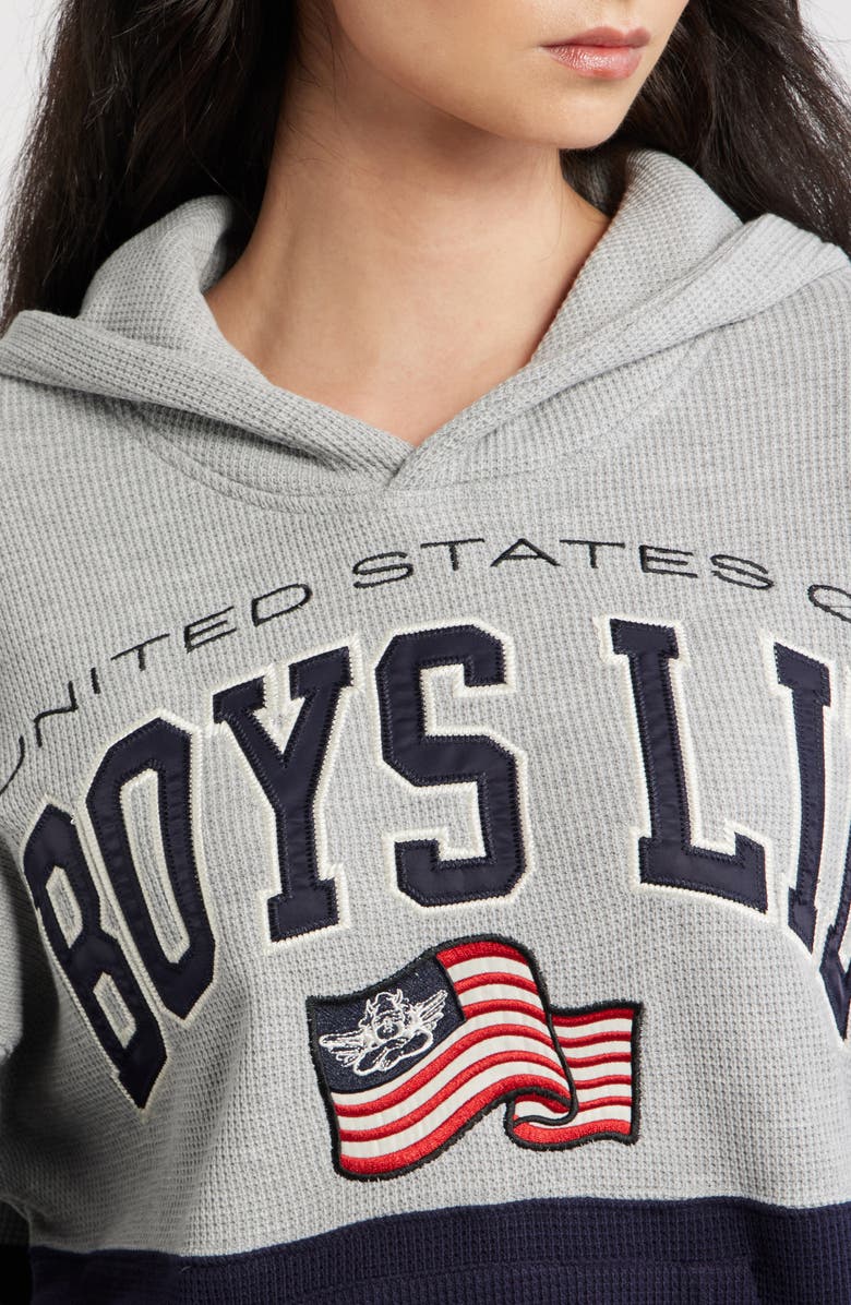 BOYS LIE United States of Boys Lie Thermal Hoodie, Alternate, color, Navy Multi