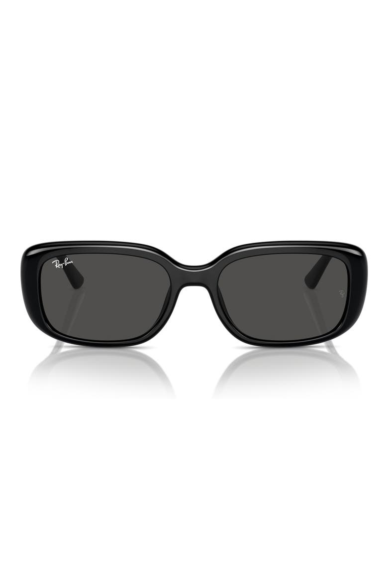 56mm Pillow Rectangular Sunglasses, Alternate, color, DARK GREY/ BLACK