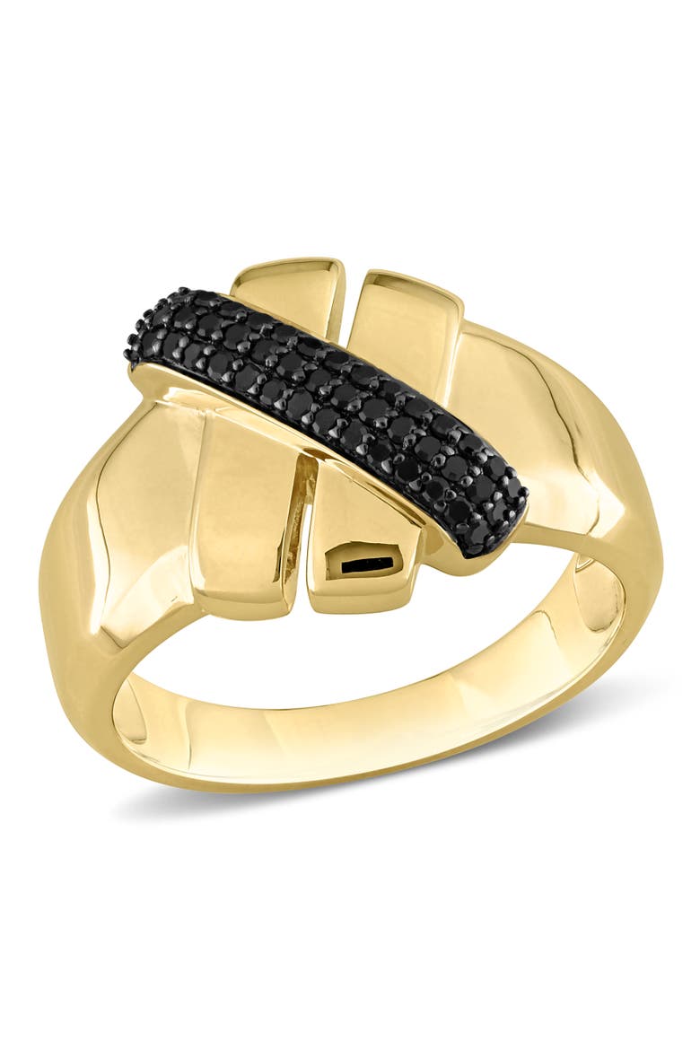 1/4 CTW Diamond Crossover Design Ring 14k, Main, color, Gold/Black Diamond