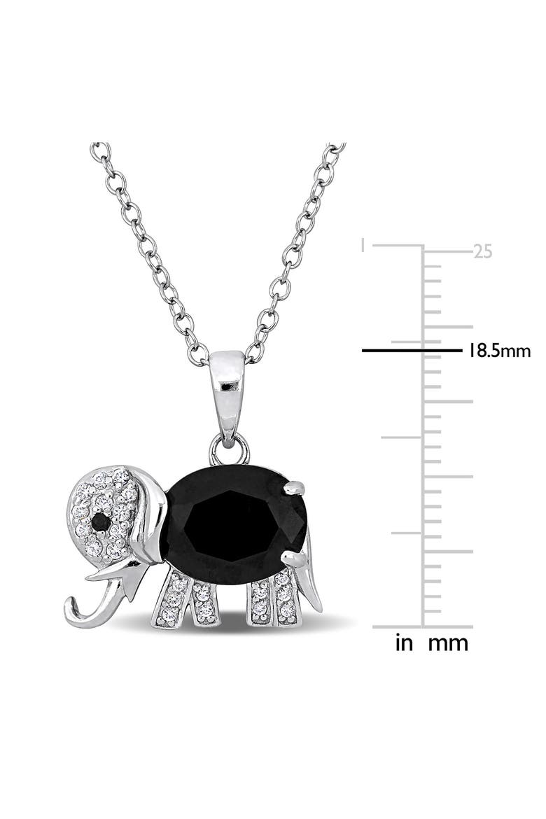 Black Spinel & White Topaz Elephant Pendant Necklace, Alternate, color, BLACK