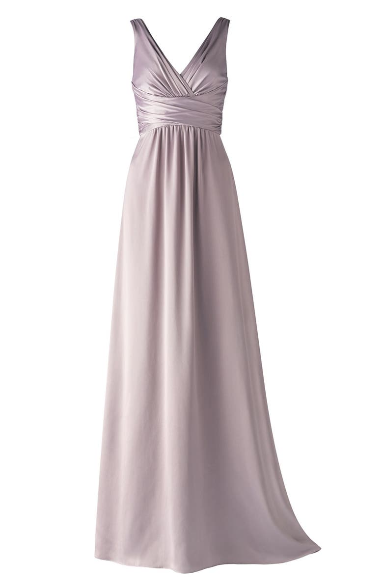 Amsale Long Charmeuse Dress, Alternate, color, 