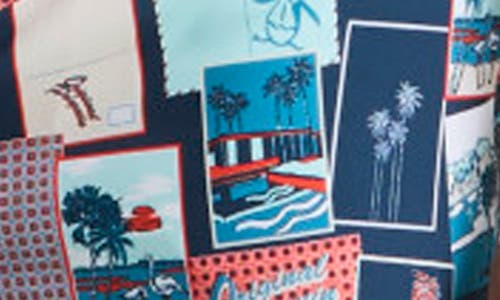 Original Penguin 7 Volley All Over Print Postcard Swim Trunk In Blue