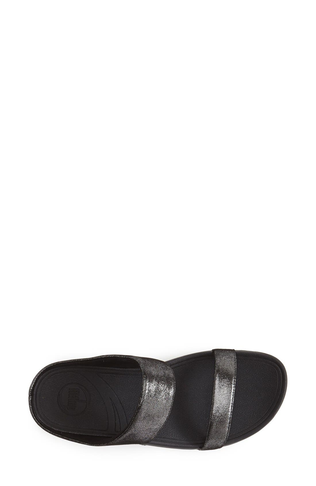 FitFlop™ 'Lulu Shimmersuede' Slide Sandal, Alternate, color, BLACK