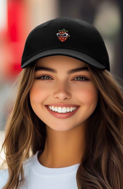 Dalix Strawberry Embroidered Casual Cap In Black