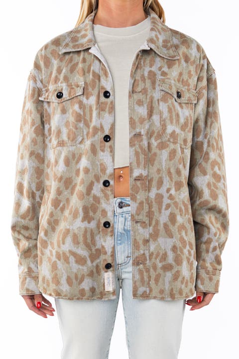 Gender Inclusive Bucky Camo Split Hem Shirt Jacket
