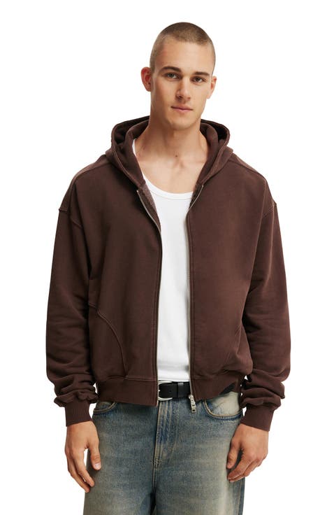 Men's Cropped Zip Up Hoodie