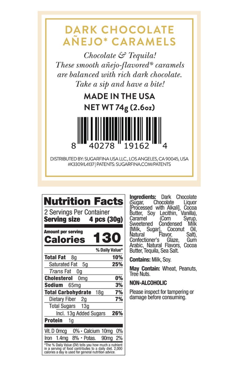sugarfina x Tequila Mandala Dark Chocolate Añejo Caramel Set of 4 Candy Cubes, Alternate, color,