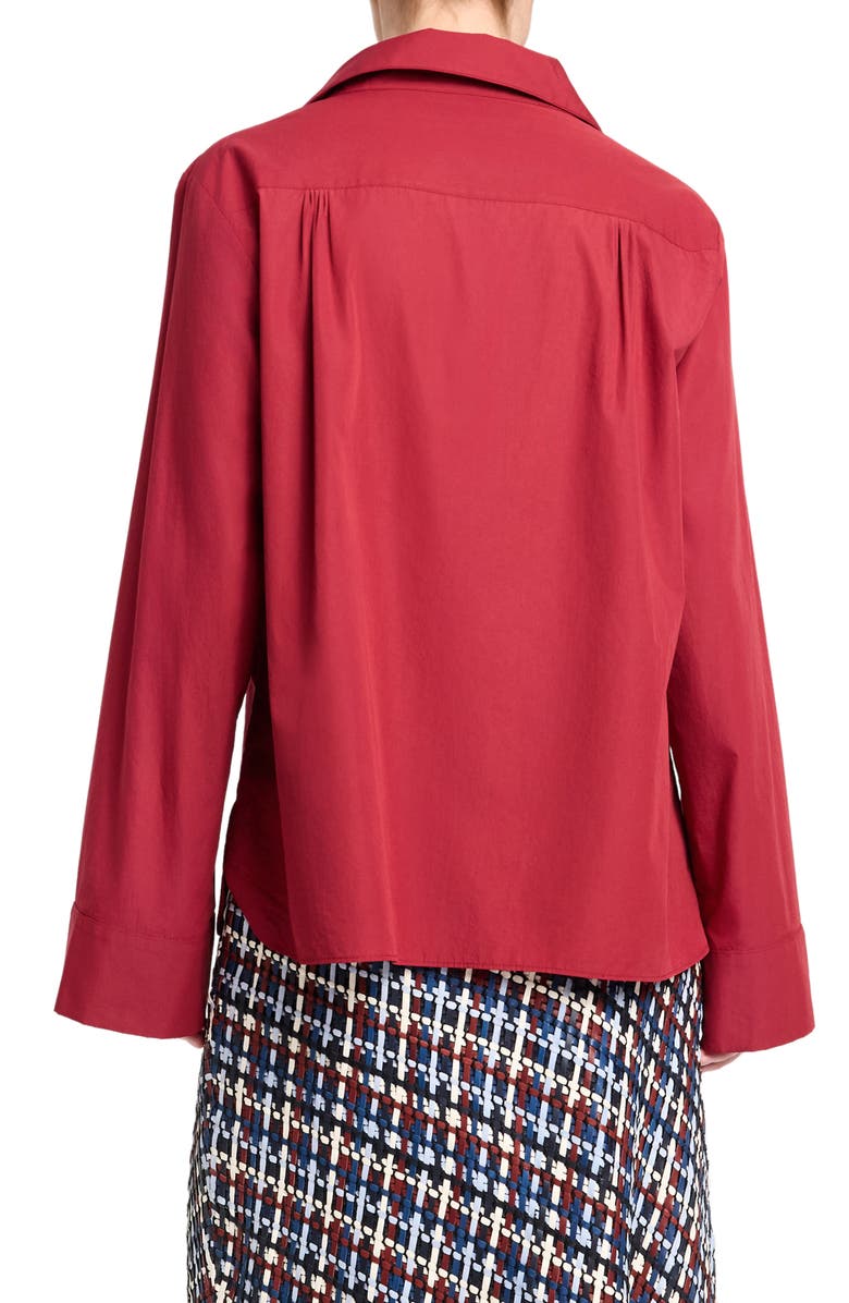 TWP Deep V-Neck Cotton Button-Up Shirt, Alternate, color, Karanda Red