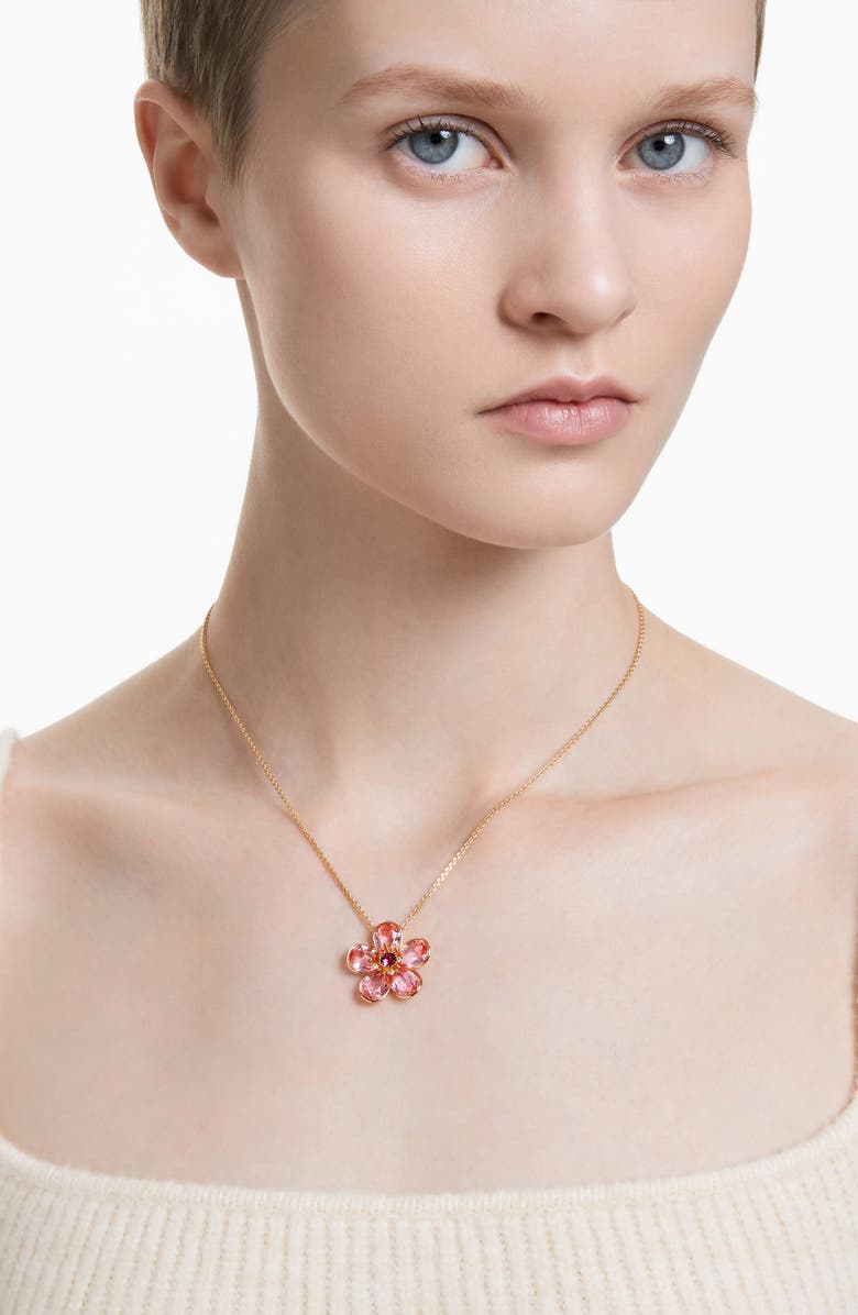 Swarovski Idyllia Crystal Pendant Necklace, Alternate, color, Pink