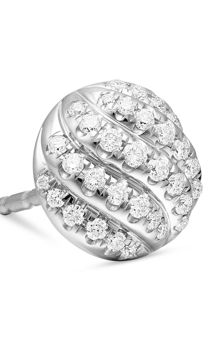 David Yurman Sculpted Cable Pavé Diamond Stud Earrings, Alternate, color, Sterling Silver/ Diamond