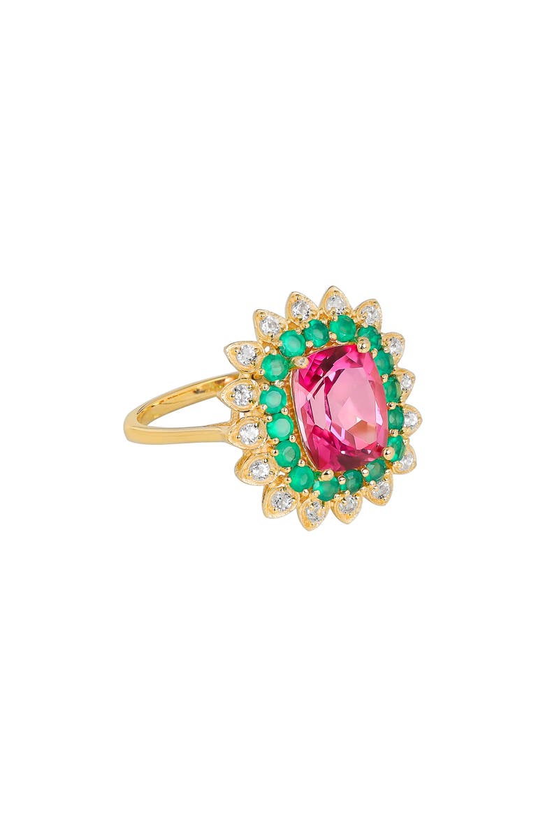 Pink Topaz, Green Onyx & White Topaz Ring, Main, color, PINK