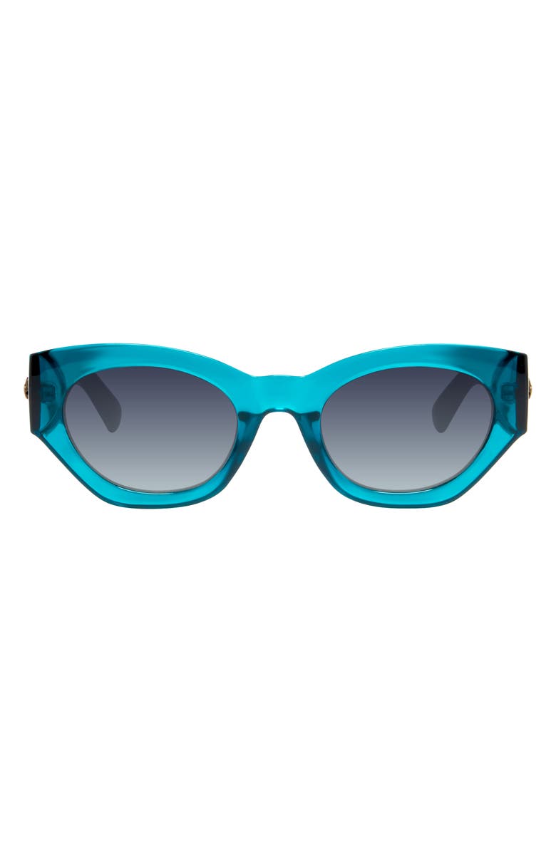 Kurt Geiger London 52mm Cat Eye Sunglasses, Main, color, Crystal Teal / Havana Temples