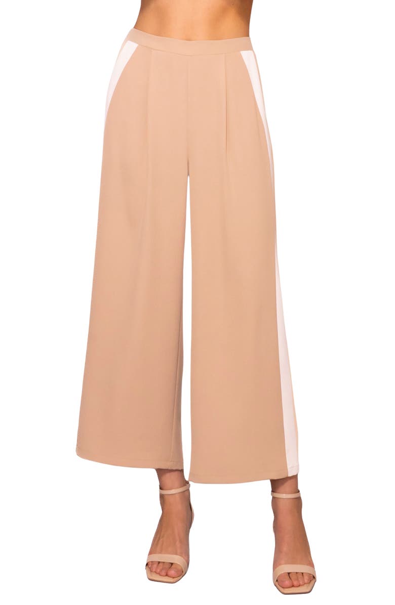 MELLODAY Side Stripe Wide Leg Pants, Main, color, Light Khaki/ Bone