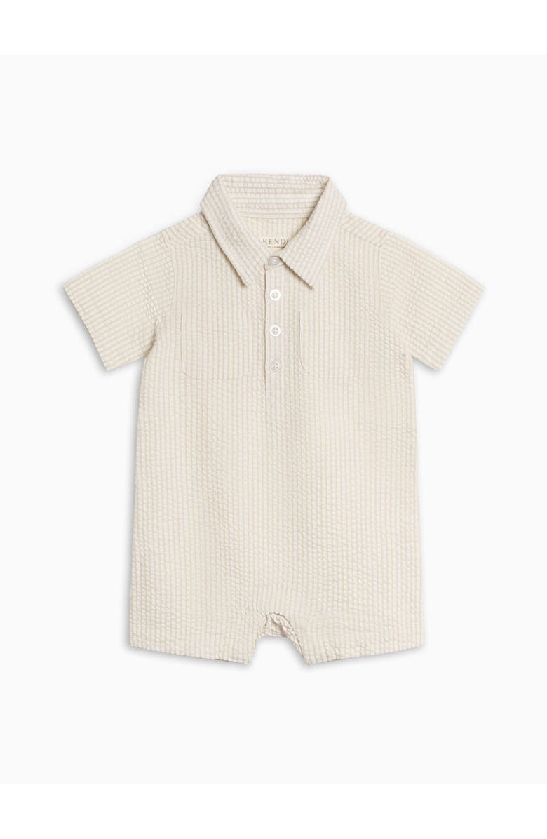 KENDI by Colored Organics Organic Mato Seesucker Romper, Alternate, color, Dune Stripe