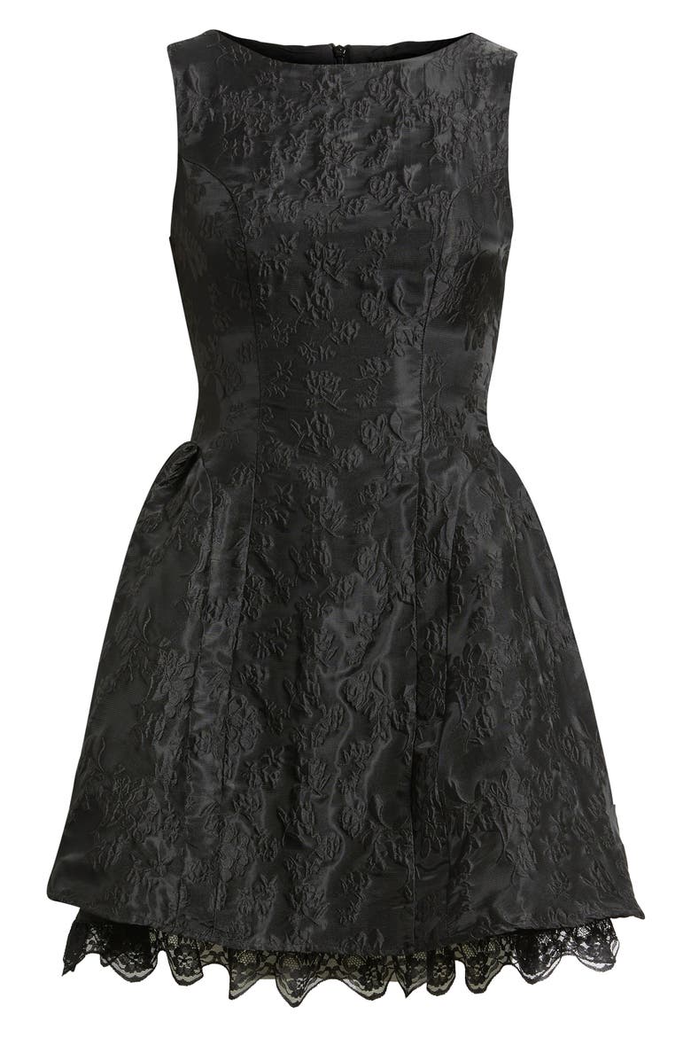Screenplay Floral Jacquard Cocktail Dress, Alternate, color, BLACK
