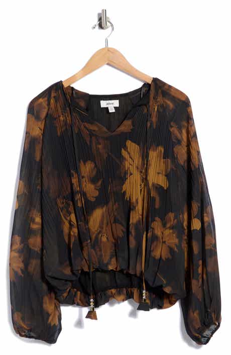 Pleated Long Sleeve Top