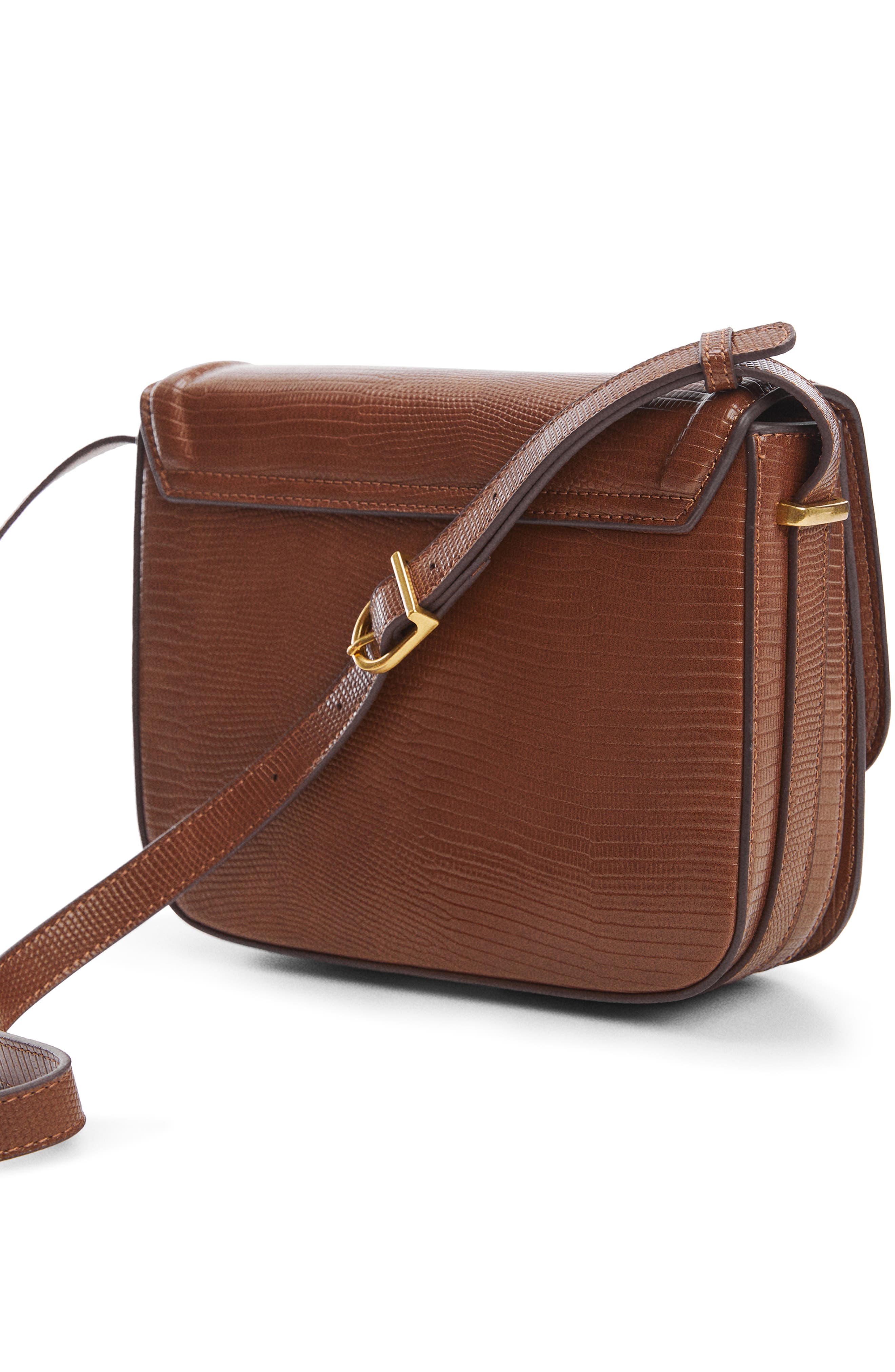Lizard Embossed Crossbody Bag, Alternate, color, BROWN LEATHER