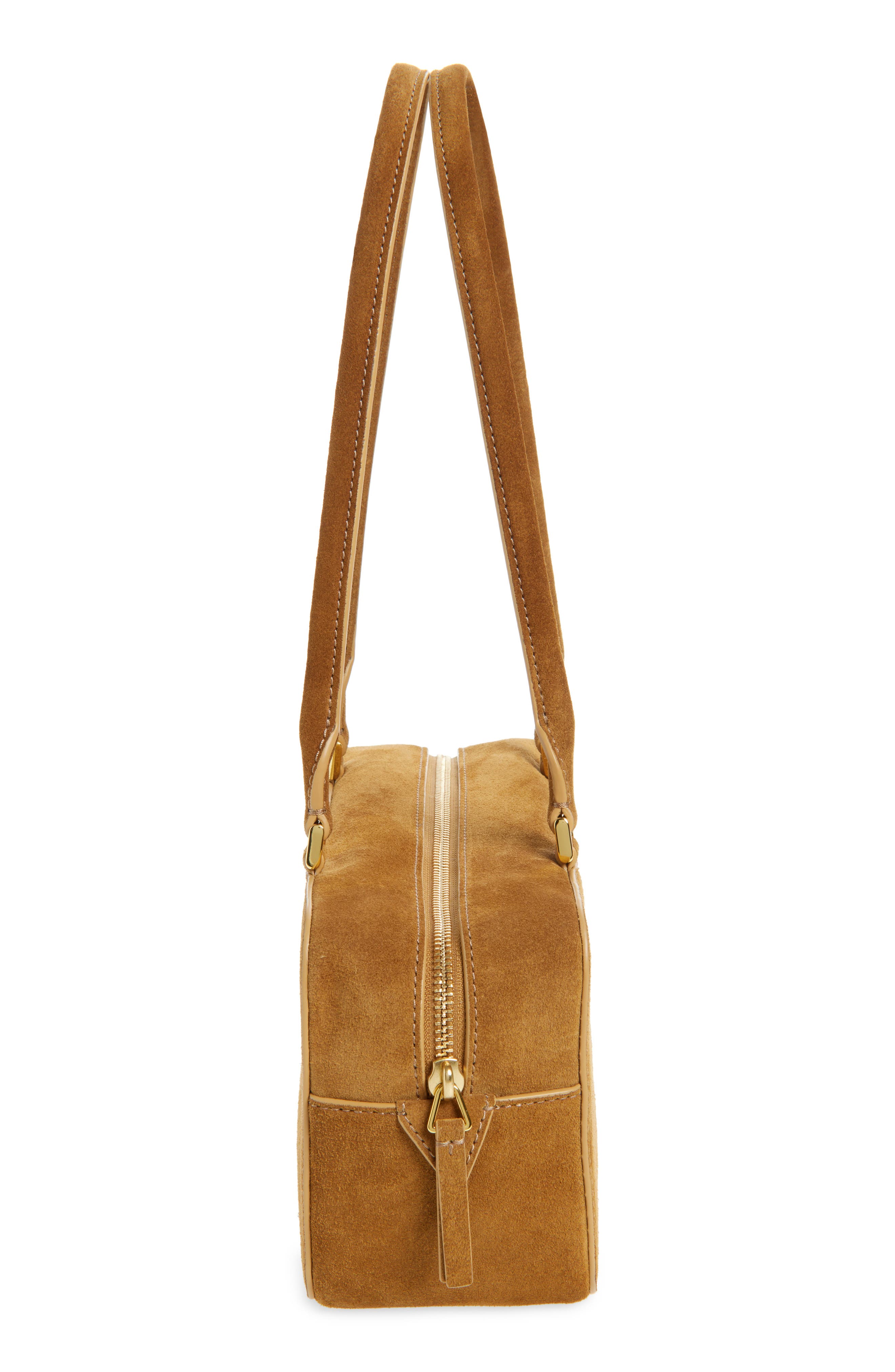 Veronica Beard Boxy Suede Shoulder Bag, Alternate, color, Acorn