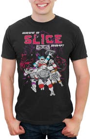 TEENAGE MUTANT NINJA TURTLES Men's Teenage Mutant Ninja Turtles Have a Slice Day Sketch Art Graphic T-Shirt