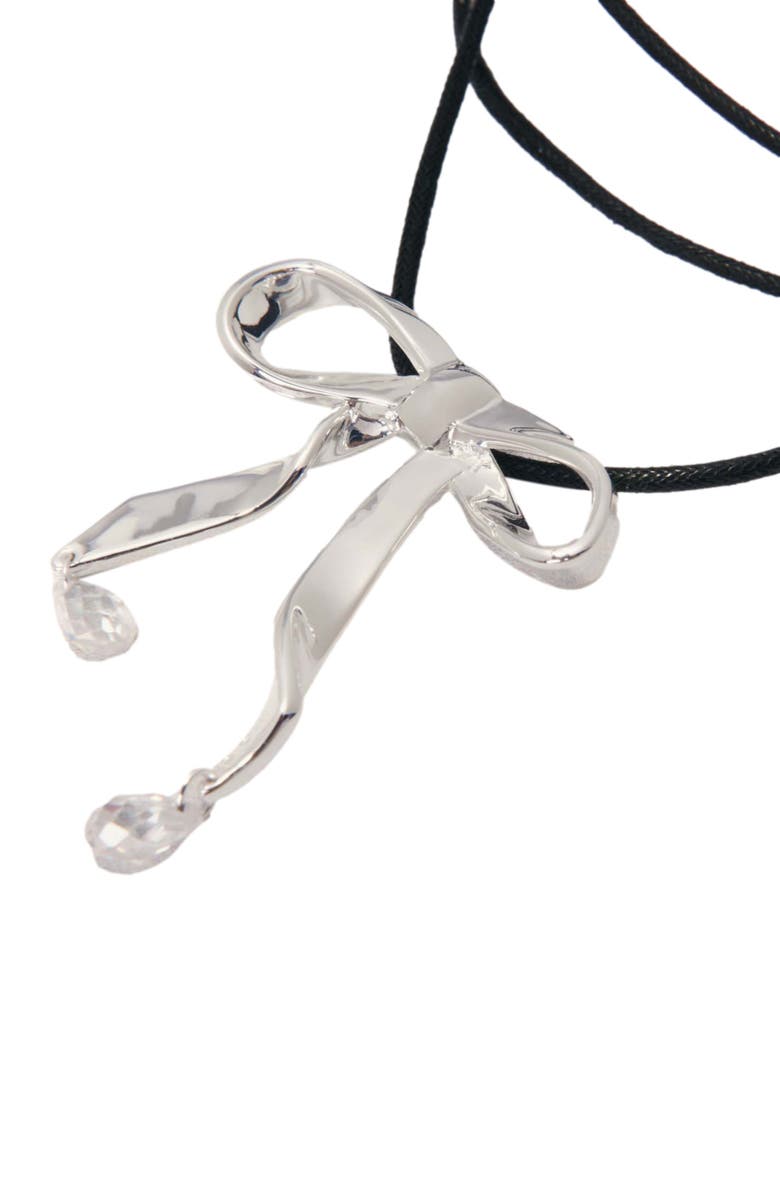 maje Silver bow necklace, Alternate, color, 