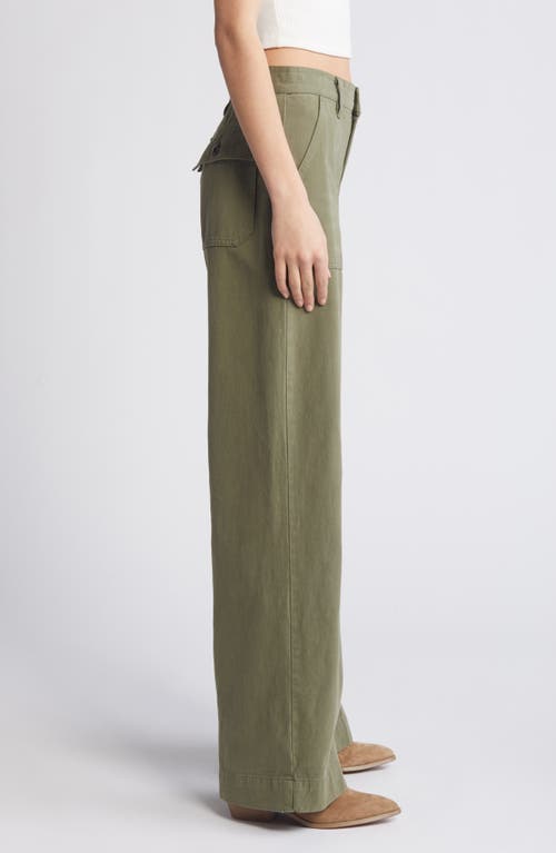 Re/done Baker Cotton Wide Leg Pants In Bayleaf