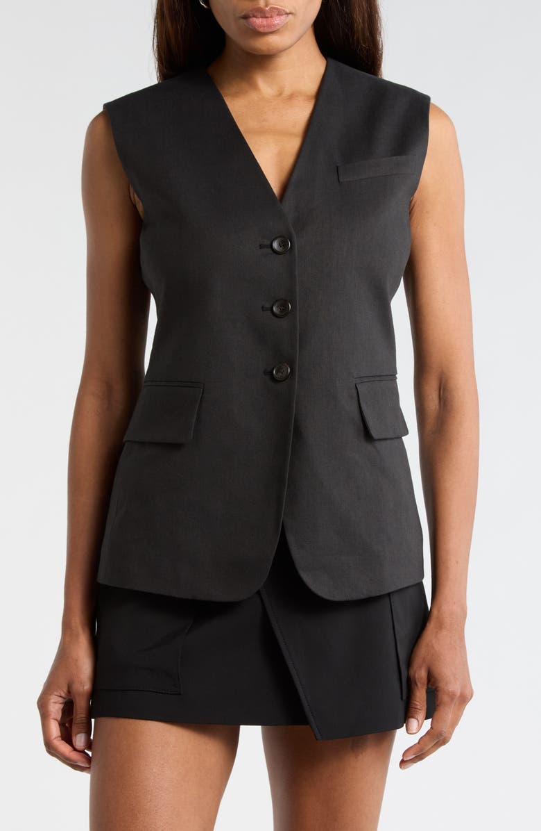 A.L.C. Noa Linen Blend Vest, Main, color, Black