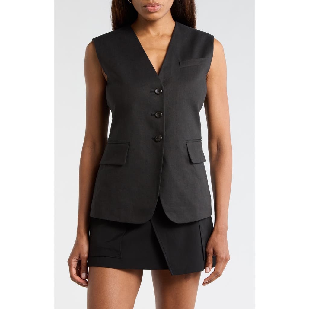 A.L.C. Noa Linen Blend Vest in Black at Nordstrom Rack, Size 8