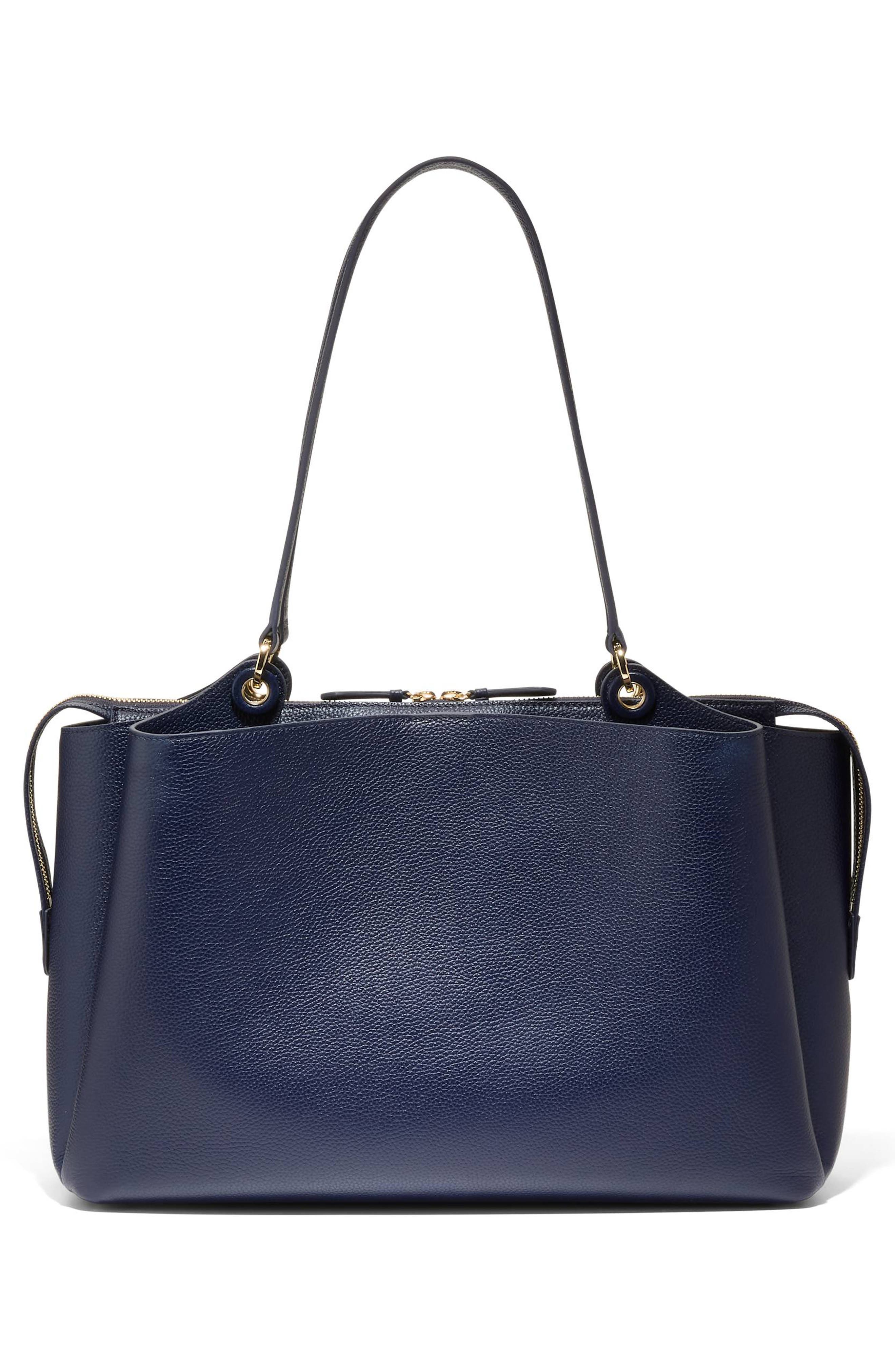 Cole Haan Midtown Leather Work Tote, Alternate, color, Midnight Moon