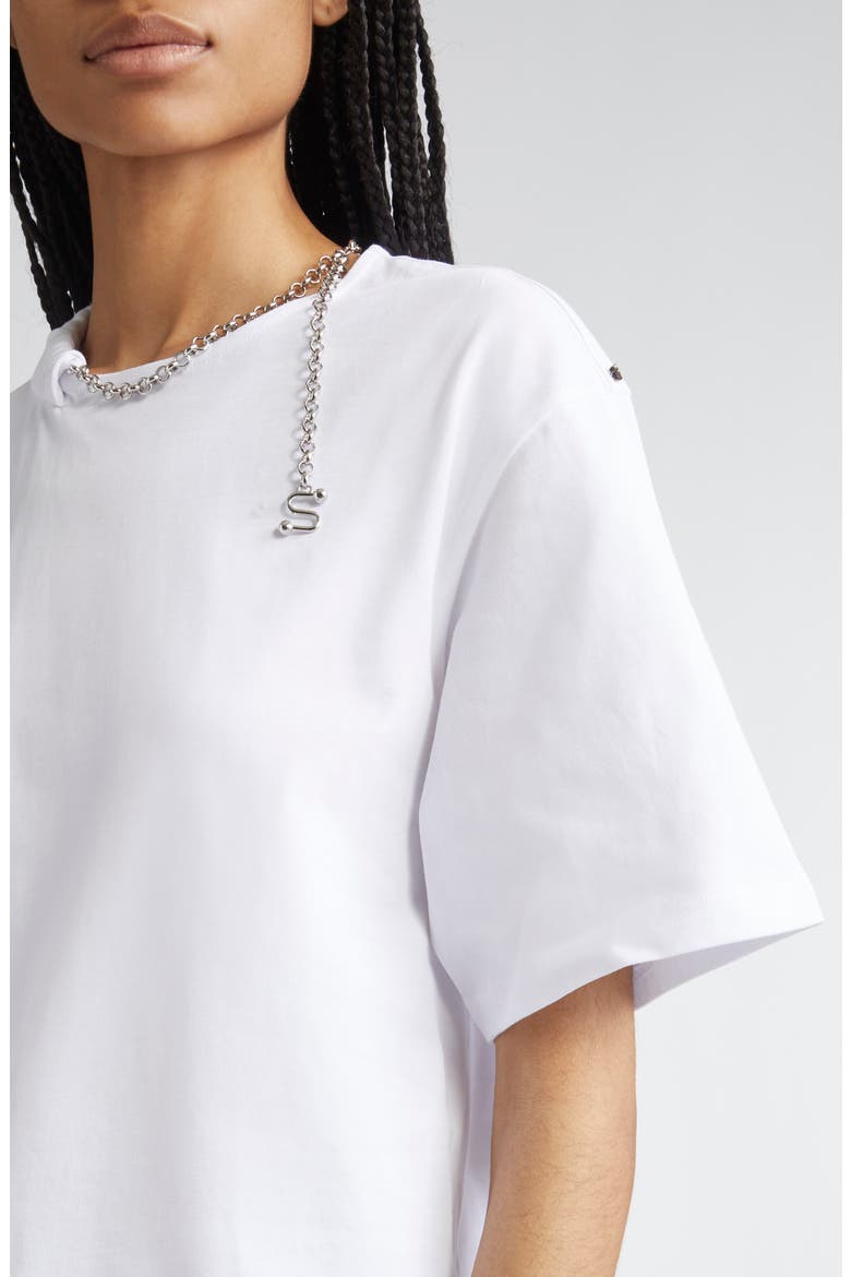 Oblato Chain Embellished Cotton T-Shirt, Alternate, color, OPTICAL WHITE