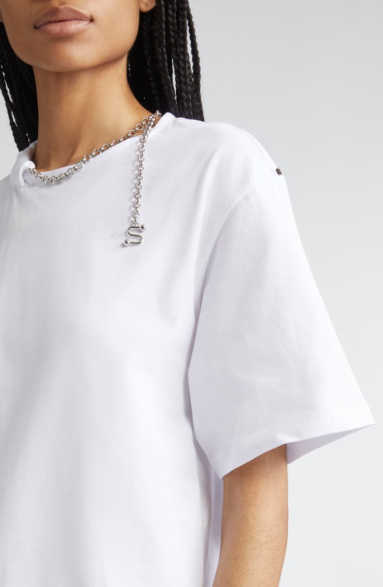 SPORTMAX Oblato Chain Embellished Cotton T-Shirt, Alternate, color, Optical White