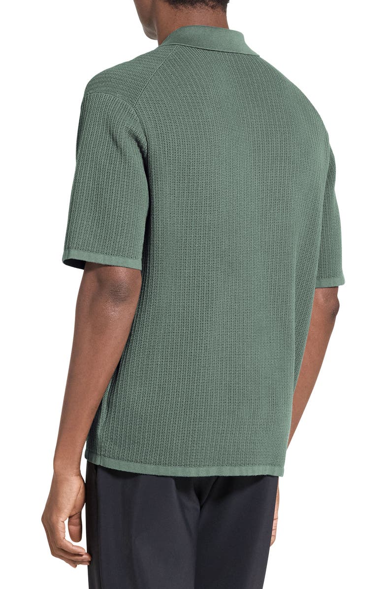 Theory Tactile Cotton Open Stitch Button-Up Shirt, Alternate, color, Light Pine Grove