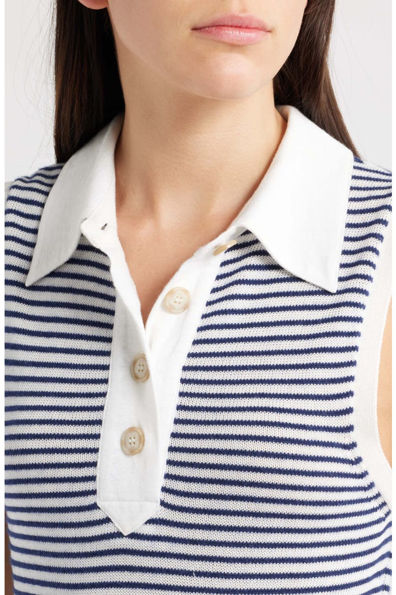 The Bold Stripe Knit Polo Midi Dress, Alternate, color, NAVY MULTI