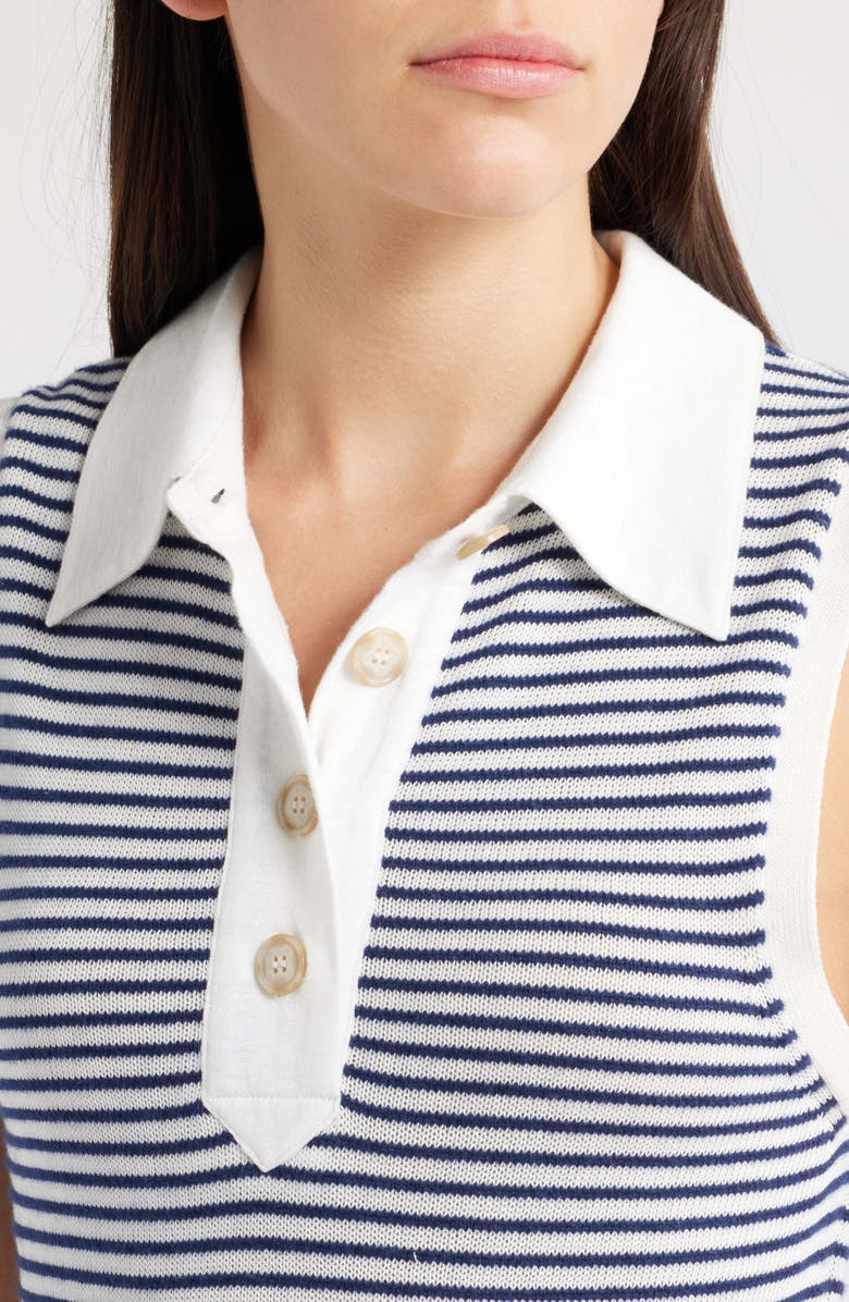 FRAME The Bold Stripe Knit Polo Midi Dress, Alternate, color, Navy Multi