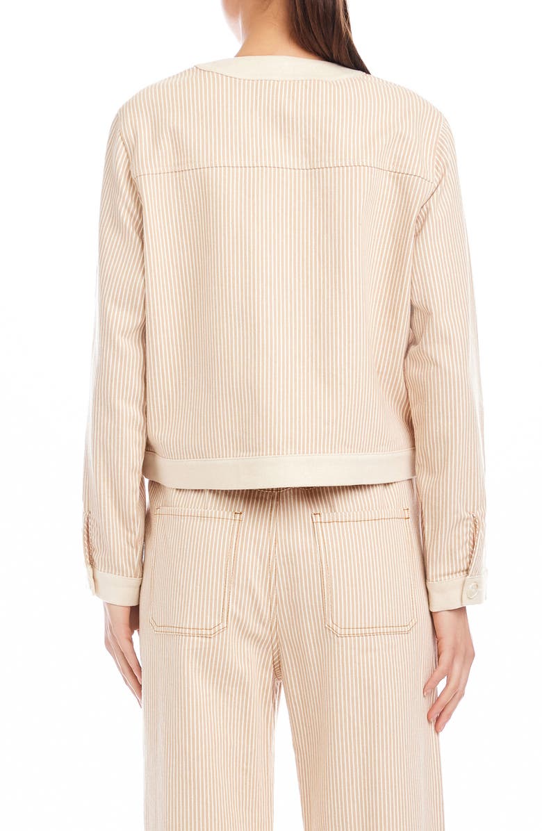 FIFTEEN TWENTY Myra Stripe Contrast Trim Crop Jacket, Alternate, color, Khaki/ Cream