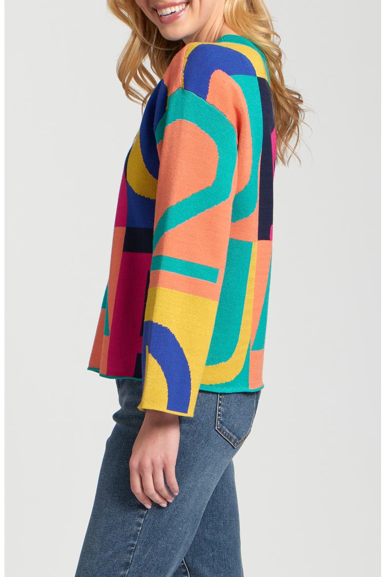 Graphic Graffiti Sweater, Alternate, color, ORANGE/ TURQUOISE MULTI
