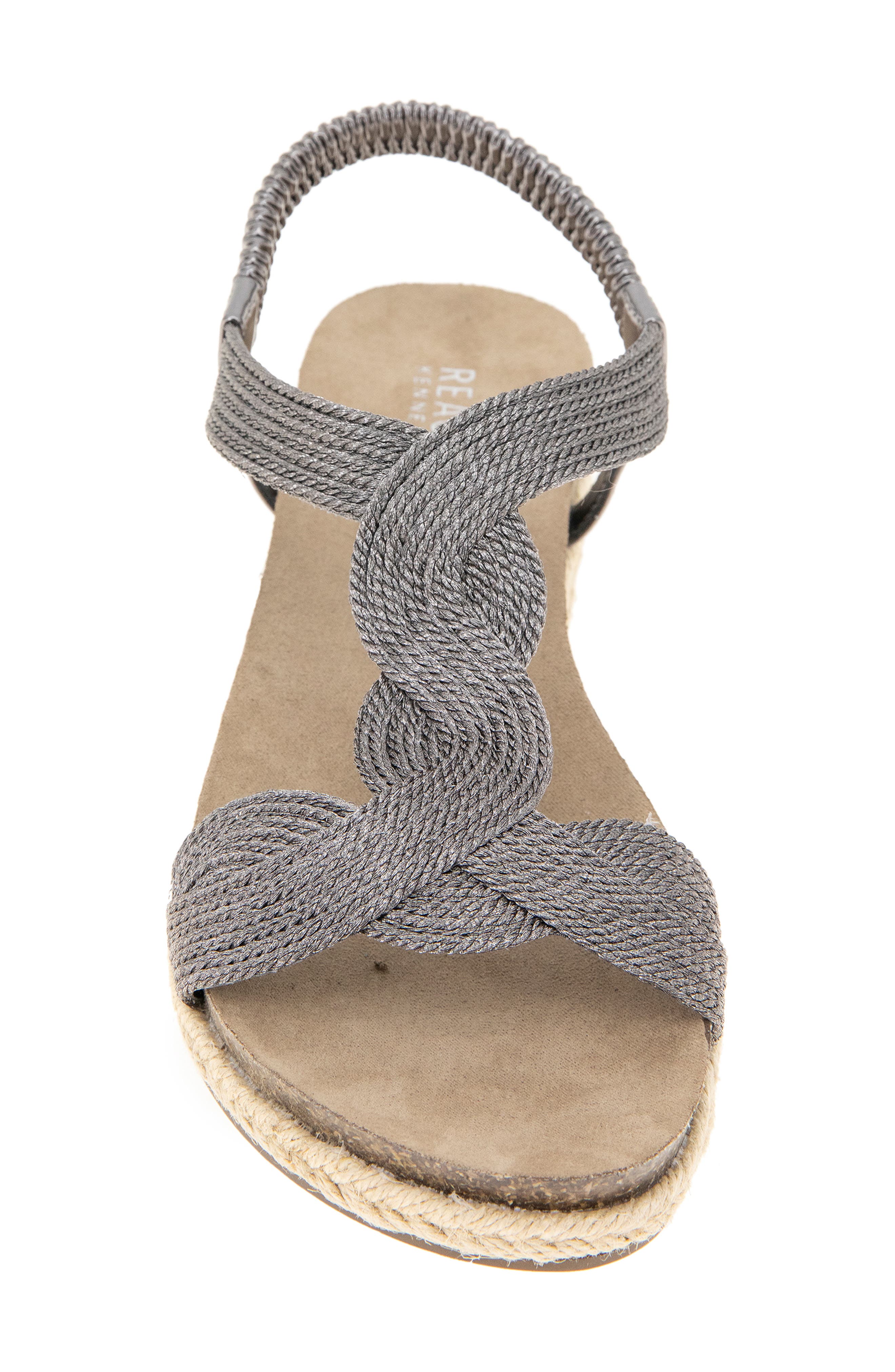Reaction Kenneth Cole Harmony Espadrille Platform Sandal, Alternate, color, Pewter Fabric