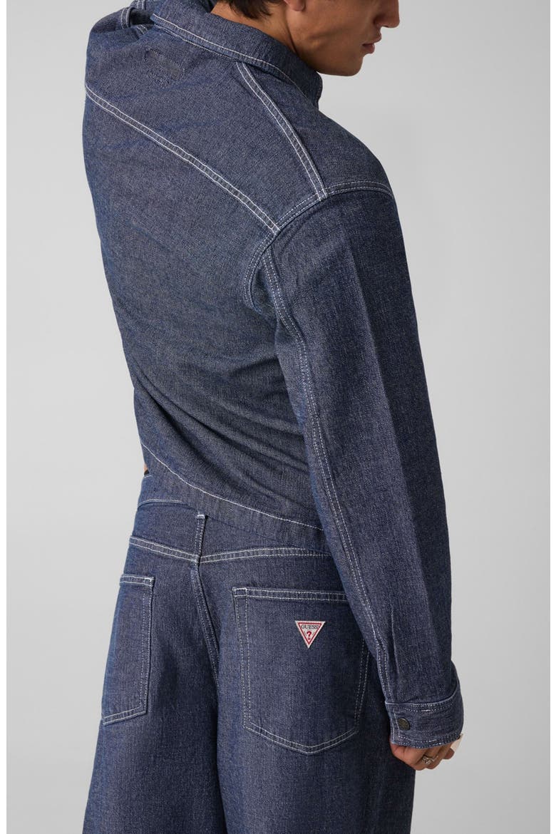 Oversize Cropped Long Sleeve Denim Shirt, Alternate, color, GJ INDIGO CANVAS WASH