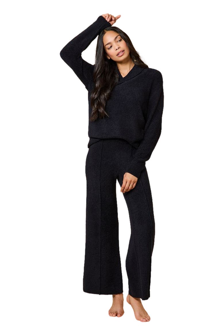 Ultra-Marshmallow Shawl Collar with Pintuck Pant, Alternate, color, Black