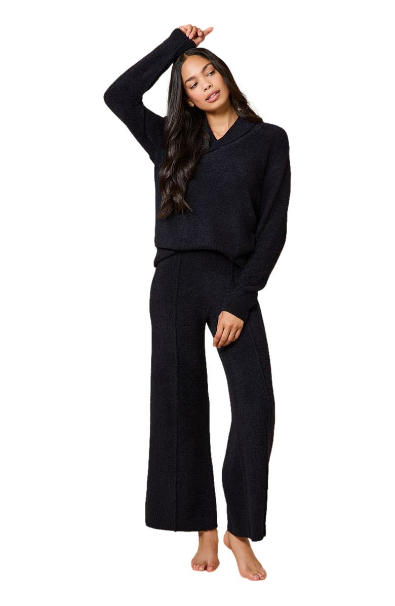 Softies Ultra-Marshmallow Shawl Collar with Pintuck Pant, Alternate, color, Black