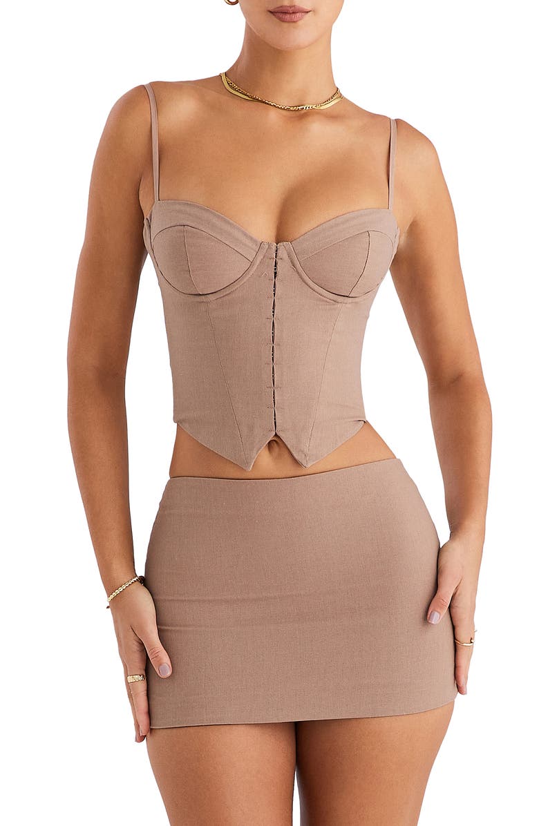 Mistress Rocks Cotton & Linen Corset Top, Main, color,