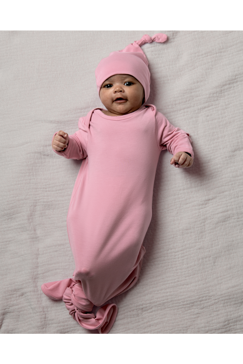 Knotted Baby Gown and Hat, Alternate, color, Light Mauve