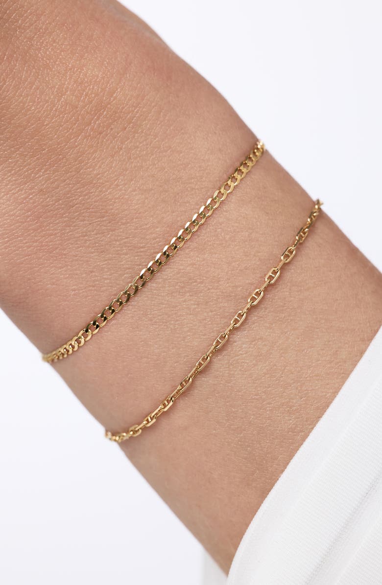 Ana Luisa Solid Yellow Gold - Mini Curb Chain Bracelet, Alternate, color, Gold